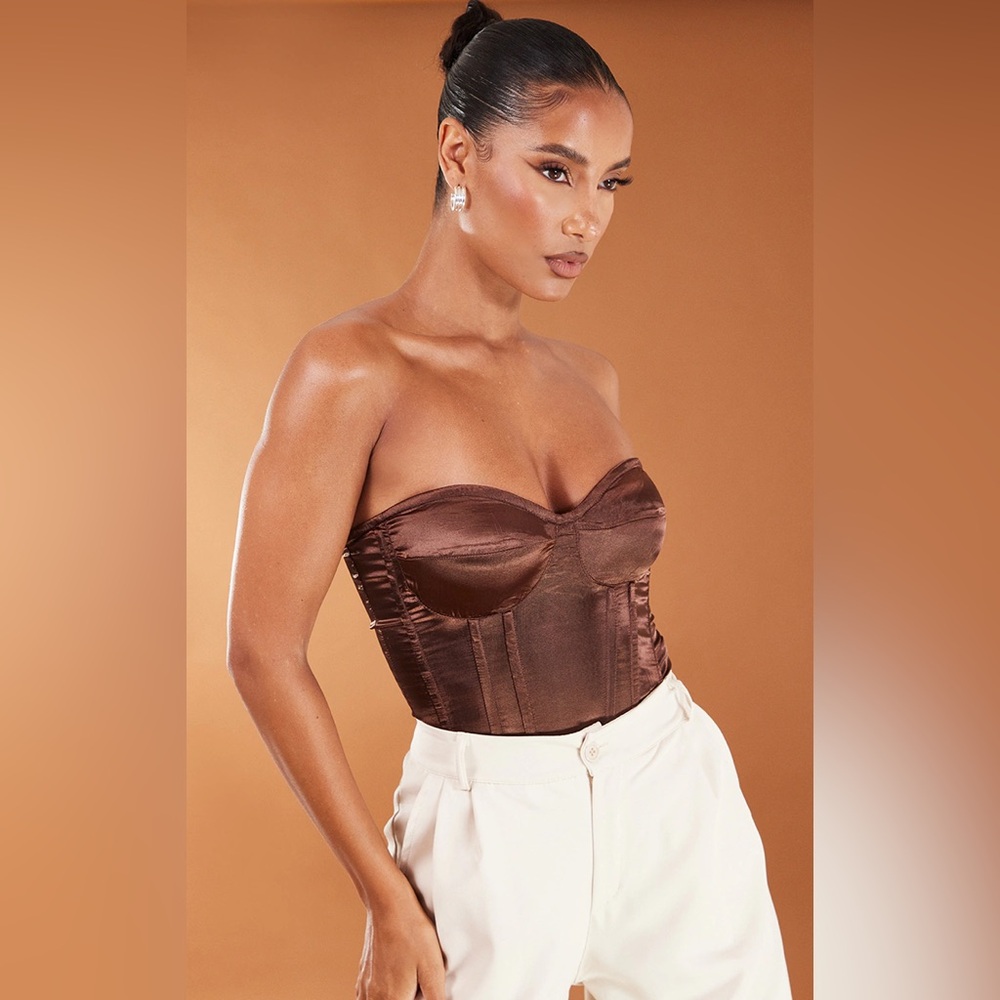 CHOCOLATE SATIN CORSET